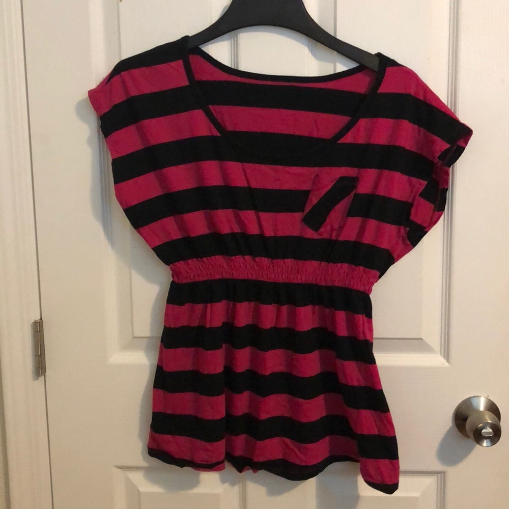 Striped cap sleeve casual top